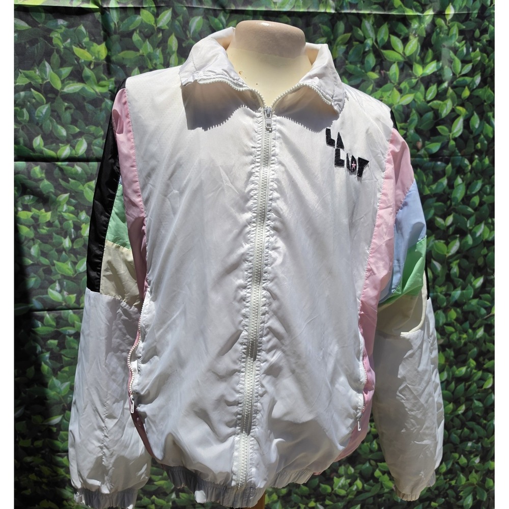 Forever 21 La Lady Colorblock Windbreaker Jacket Women's Large Retro